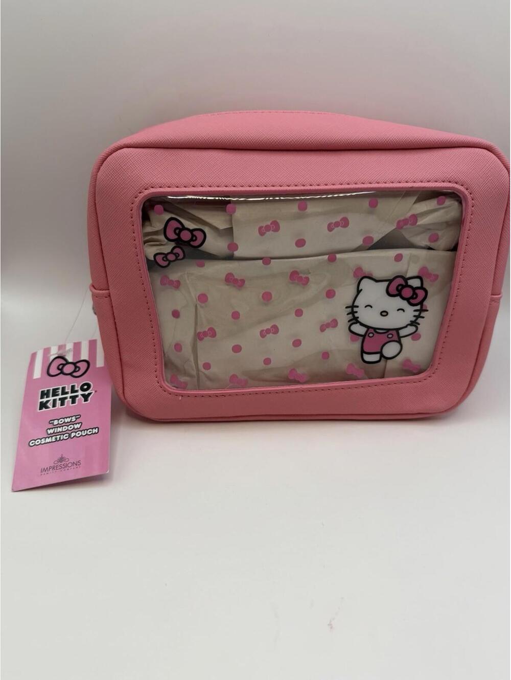 Hello Kitty Cosmetic Bag Clear Window Sanrio New With Tags
